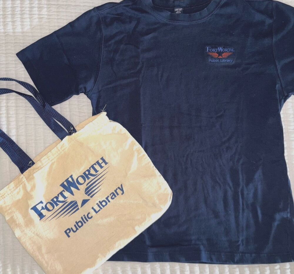 Vintage Fort Worth Library Advertisement/Promotional Bundle - Medium Shirt & Bag